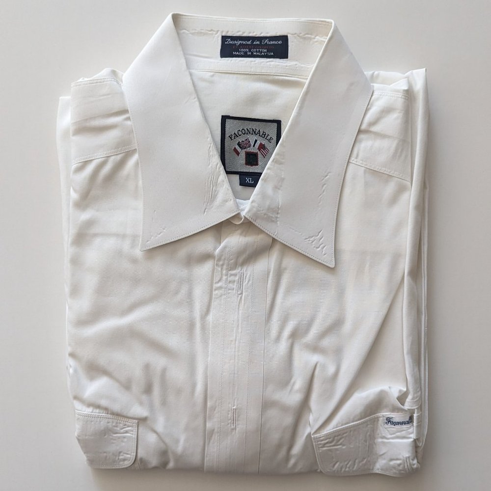 Faconnable Men's White Long Sleeve Men's Dress Shirt Sz XL